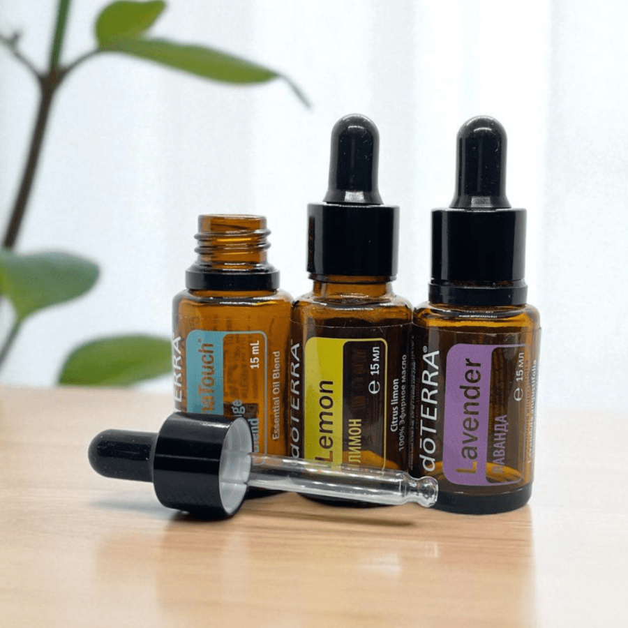 Насадка - пипетка для флаконов 15мл, doTERRA, черная гладкая крышка, черная груша
