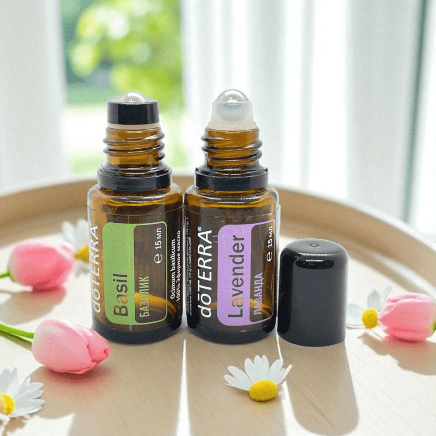 Насадка - ролик, металлический, в белой оправе,  для флаконов 5 и 15мл, doTERRA. + черная крышка