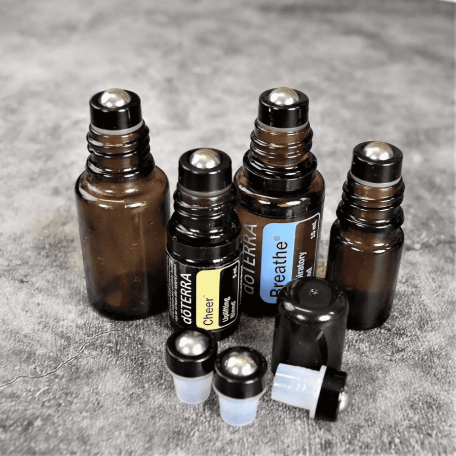 Насадка - ролик металлический, составной, для флаконов 5 и 15мл, doTERRA. + черная крышка