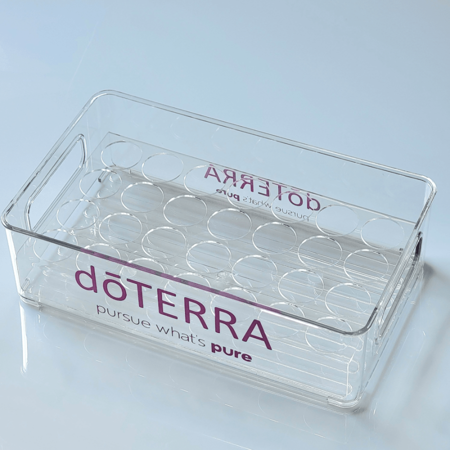 Короб акриловый + рамка, на 28 ячеек, прозрачная, с логотипом doTERRA