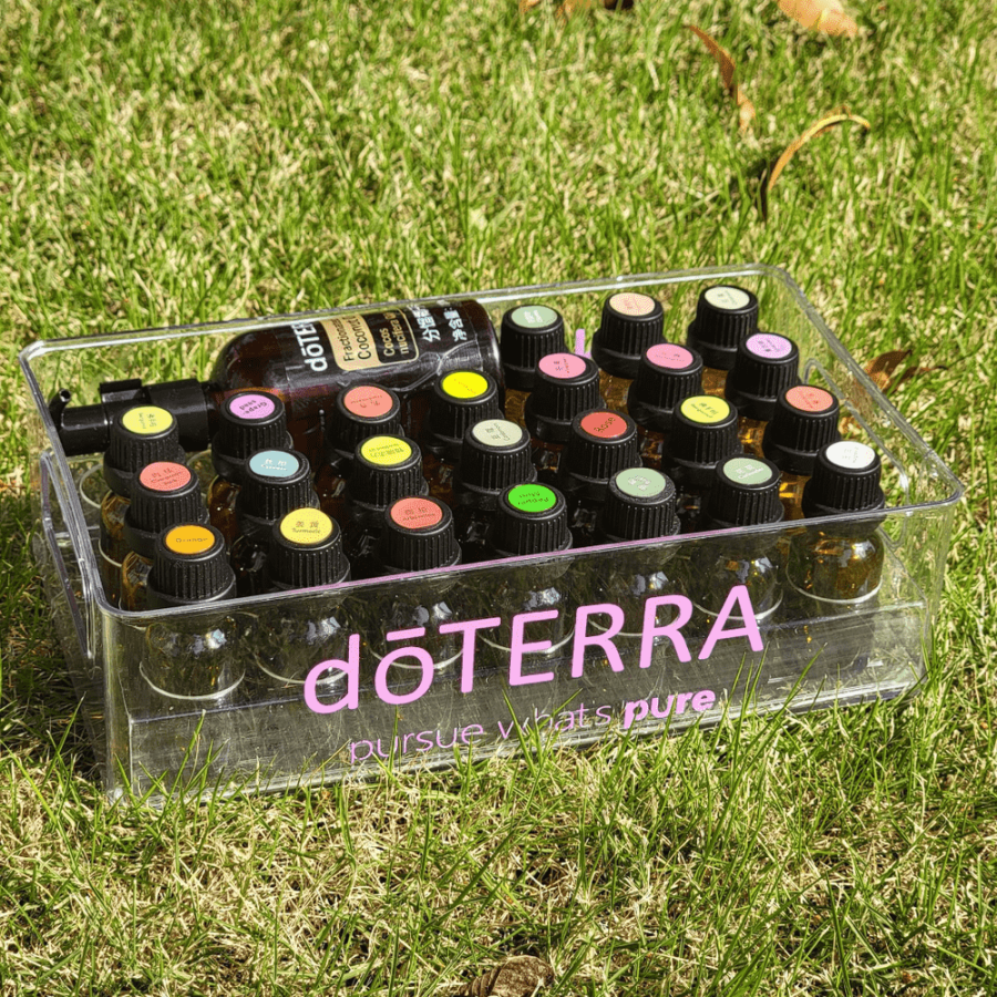 Короб акриловый + рамка, на 28 ячеек, прозрачная, с логотипом doTERRA
