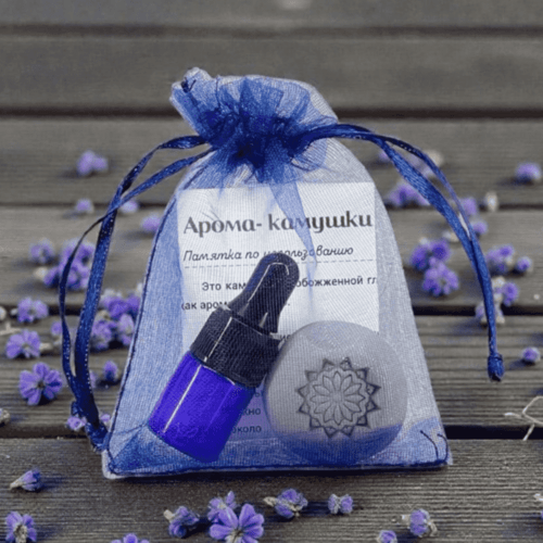 Подарочный набор, мешочек 7х9см, синий + ладанка + пипетка 1 мл