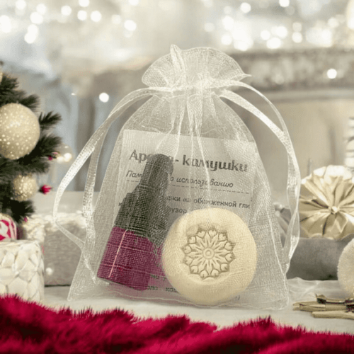 Подарочный набор, мешочек 7х9см, белый + ладанка + пипетка 1 мл