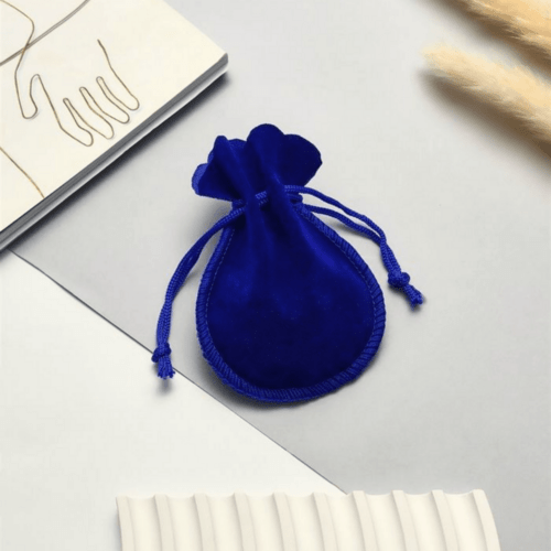 Мешочек подарочный 7х9 см цвет синий материал бархат